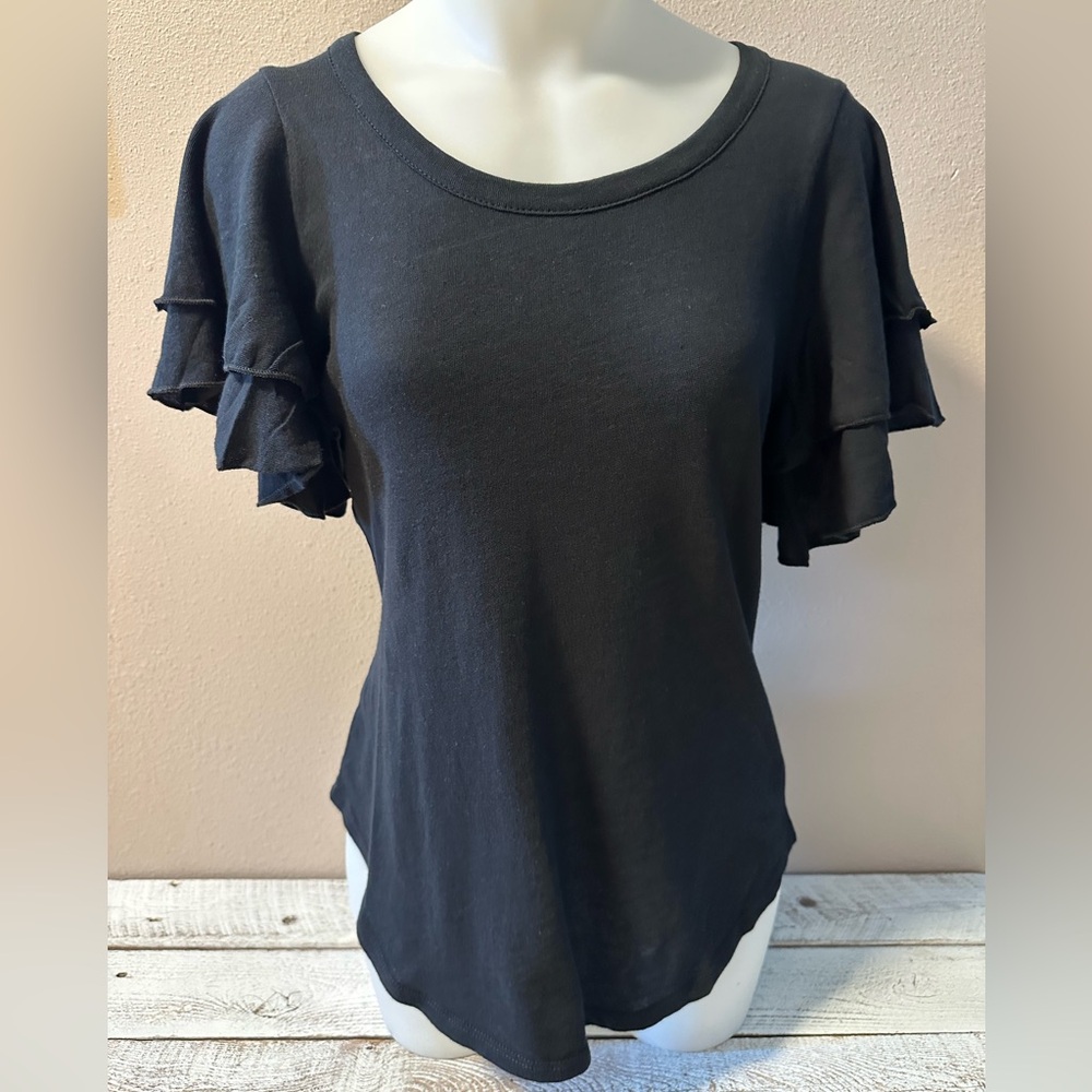 Chaser Layered Ruffle Arm Lattice Back Top - NWT